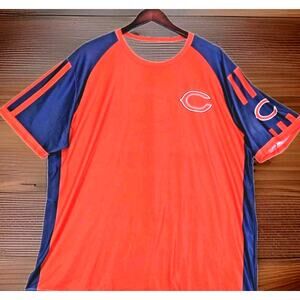 Chicago Bears Jersey Style Shirt Short Sleeve Orange and Navy Blue Logo Size XXL